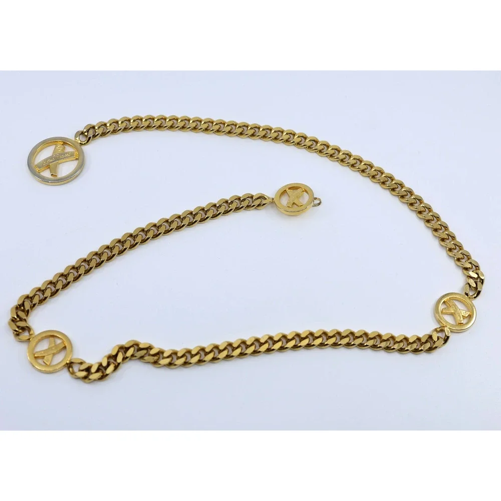 B0 Authentic VINTAGE PALOMA PICASSO Gold-plated Adjustable Heavy Curb Chain Belt